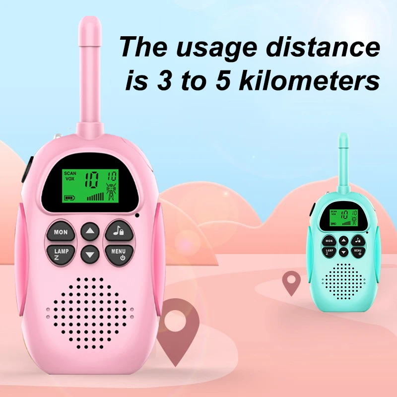 2개입, 작고 귀여운 어린이용 무전기, 3km 통달거리, 선명한 음질, 4~8세 캠핑에 적합