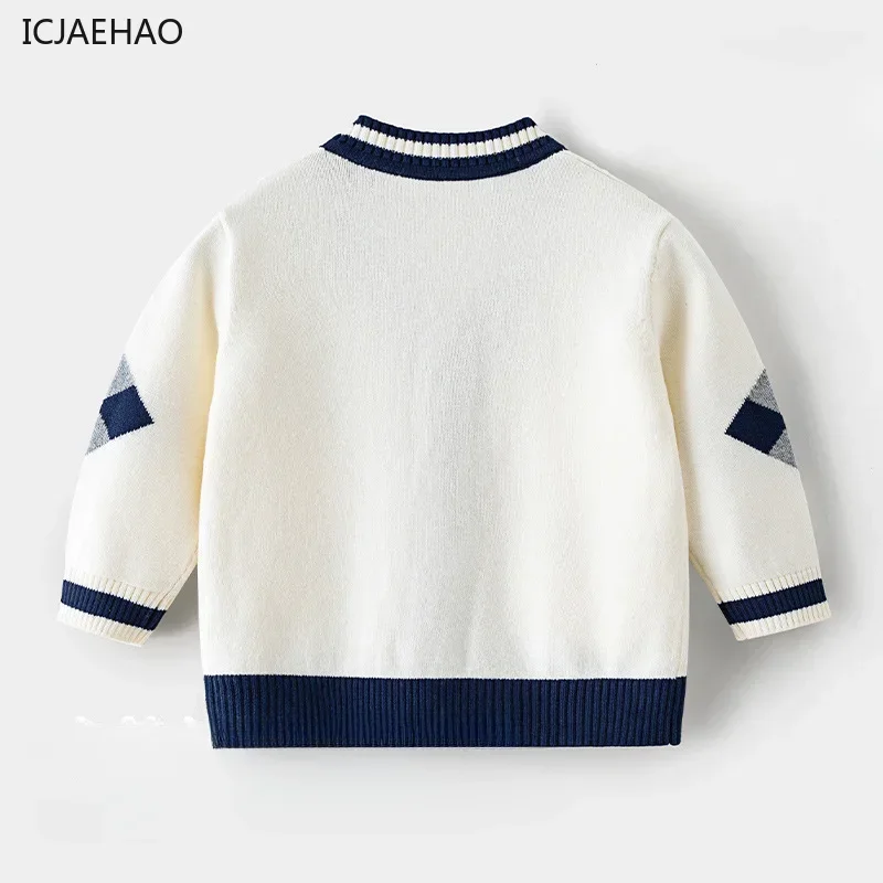 ICJAEHAO 2024 Baby Sweater Autumn Winter Children\'s Cardigan Coat Spring Top Boys\' College Style Kids Clothes Children\'s Outfit