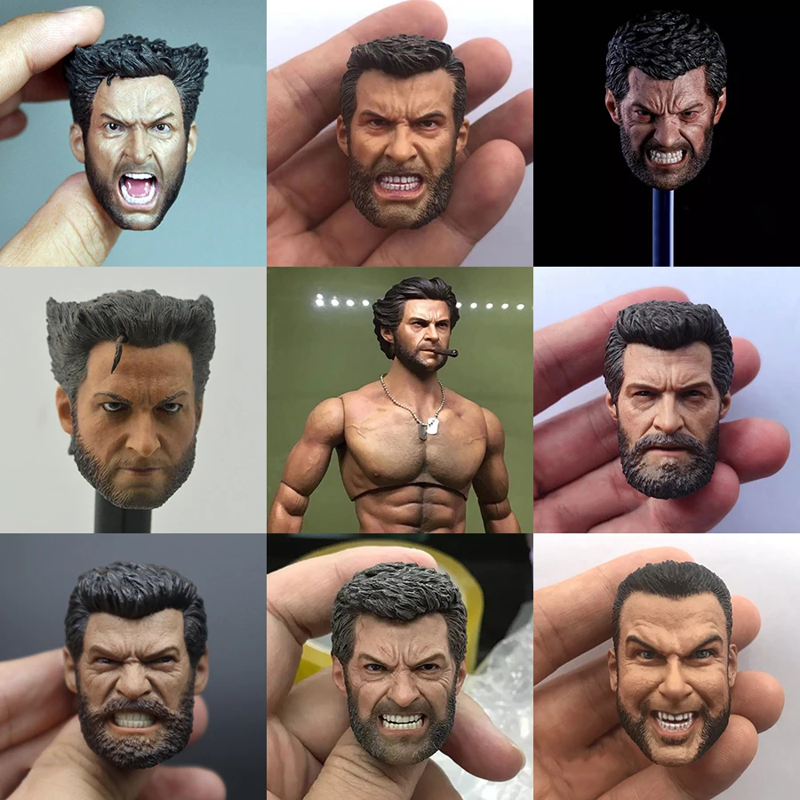 1/6 Hugh Jackman Male Head Carving PVC Head Sculpt Model Fit 12\'\' Soldier Action Figure Body Dolls