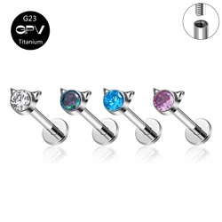 Wholesale G23 F136 Titanium Cylindrical Two Ear ZC Ear Cartilage Nail Nose Nail Women's Perforated Jewelry Ear Nail