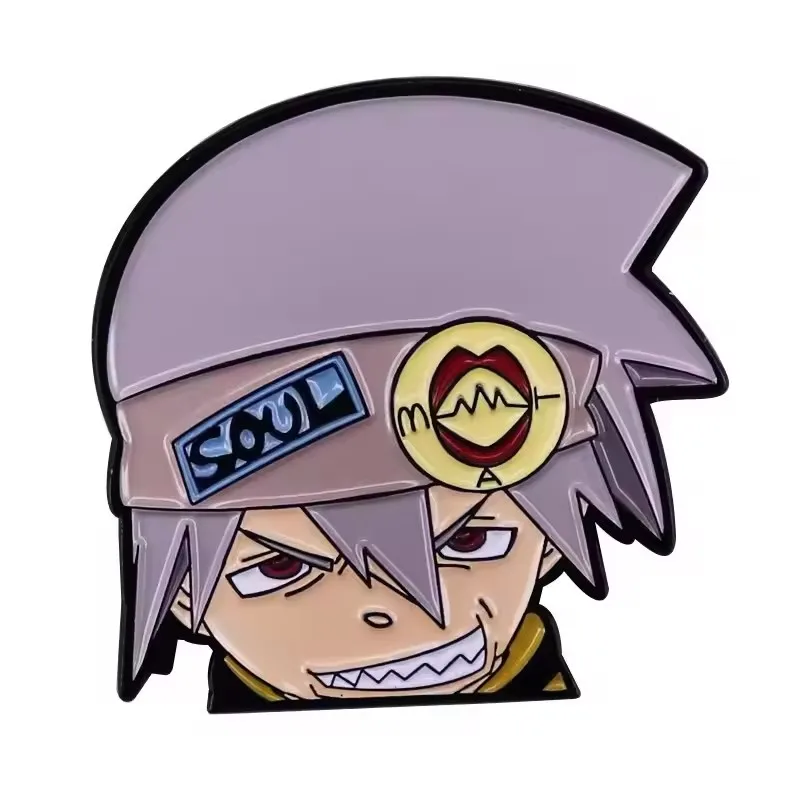 Soul-Eater-Enamel Pins Anime Maka Albarn Death the Kid Soul Evans Brooches Sun Moon Chain Badges for Backpack Lapel Jewelry
