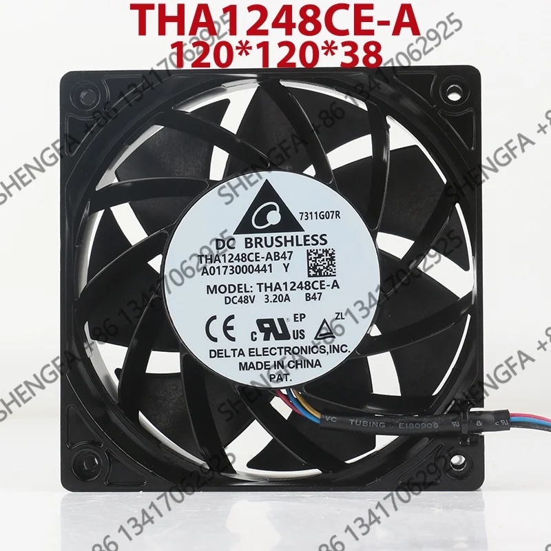 Violent aluminum frame inverter 4-wire violent Delta 5V 12V 24V DC48V 3.20A AC EC 12038 120x120x38MM 12CM THA1248CE-A coolingfan