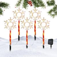 Christmas Pathway Lights Outdoor 5 Pieces Christmas Snowflake Outdoor Ground Lights LED Stake Lamp Waterproof For Holiday