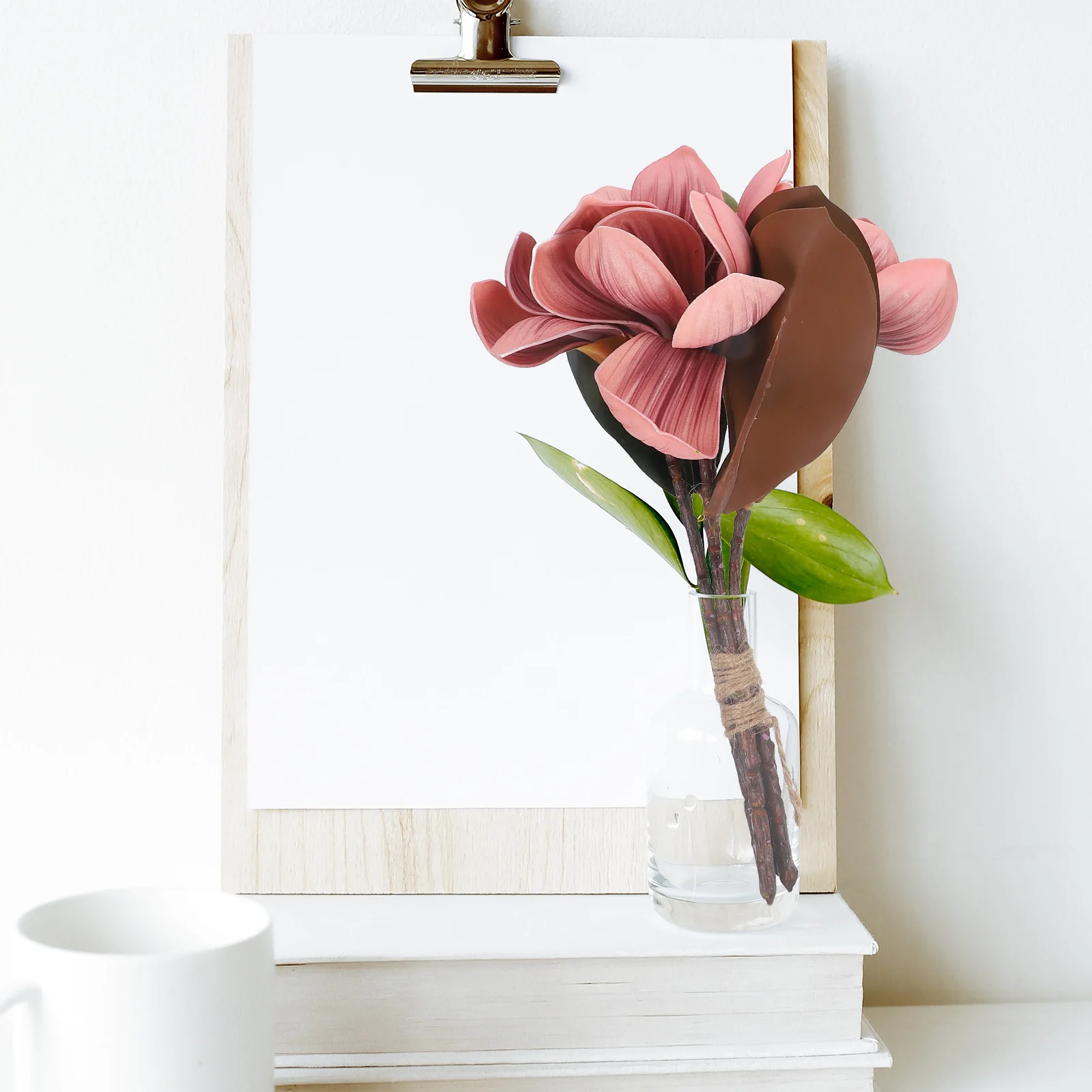 

2 Pcs Artificial Flower Decoration Bouquet Flowers Wedding Table Decorations Indoor Faux Magnolia Branches Outdoor