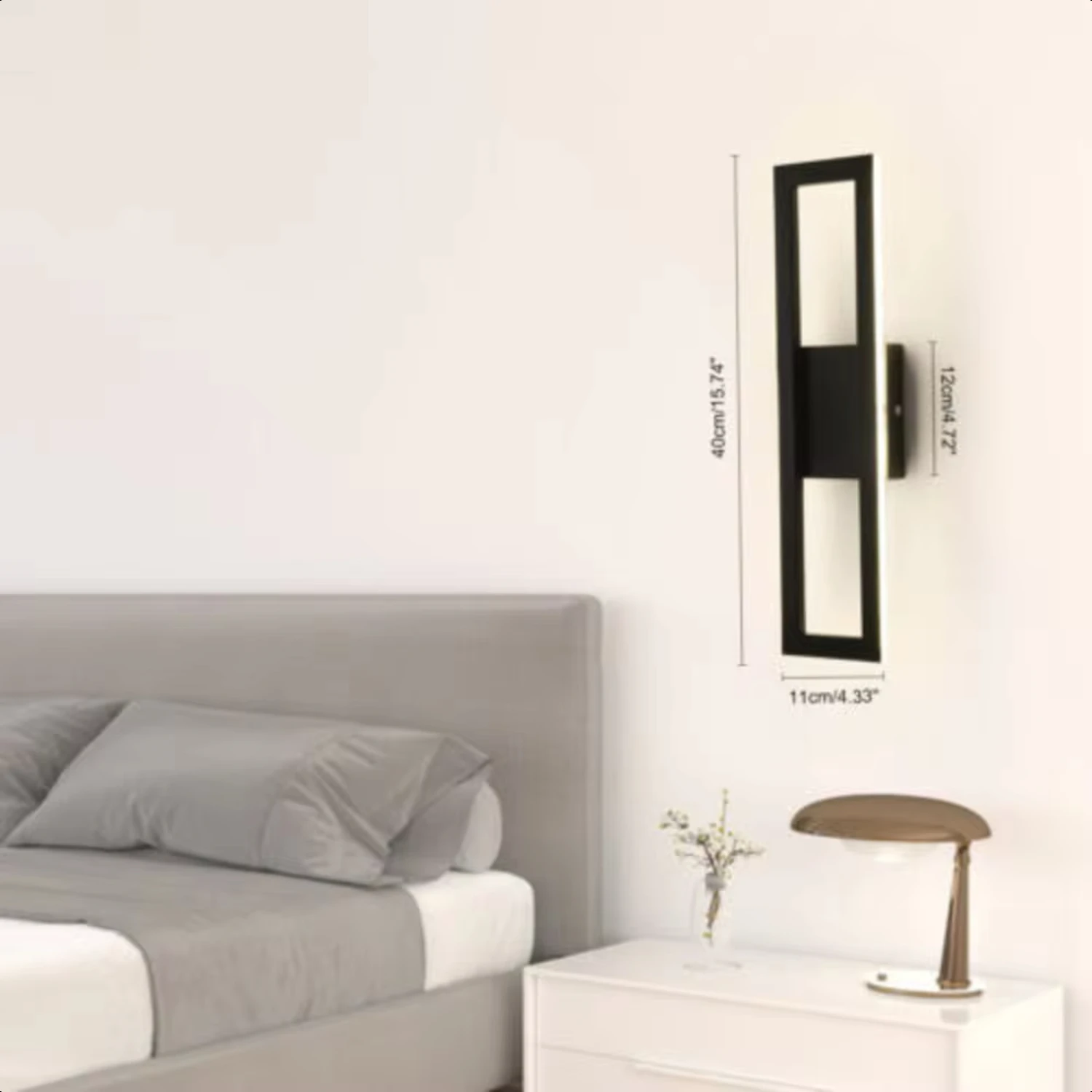 Interior Modern Wall Mounted Lights, Long Wall Light, sala de estar, garagem, 19W, 15,74 polegadas, 3 cores