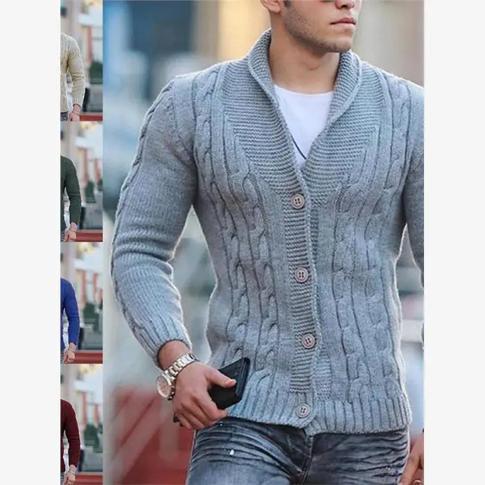 

Faionable Long Sve Slim Fit Knitted Sweater for Men Collared Open Cardigan Large Size Youthful Energy Sle Autumn Wear