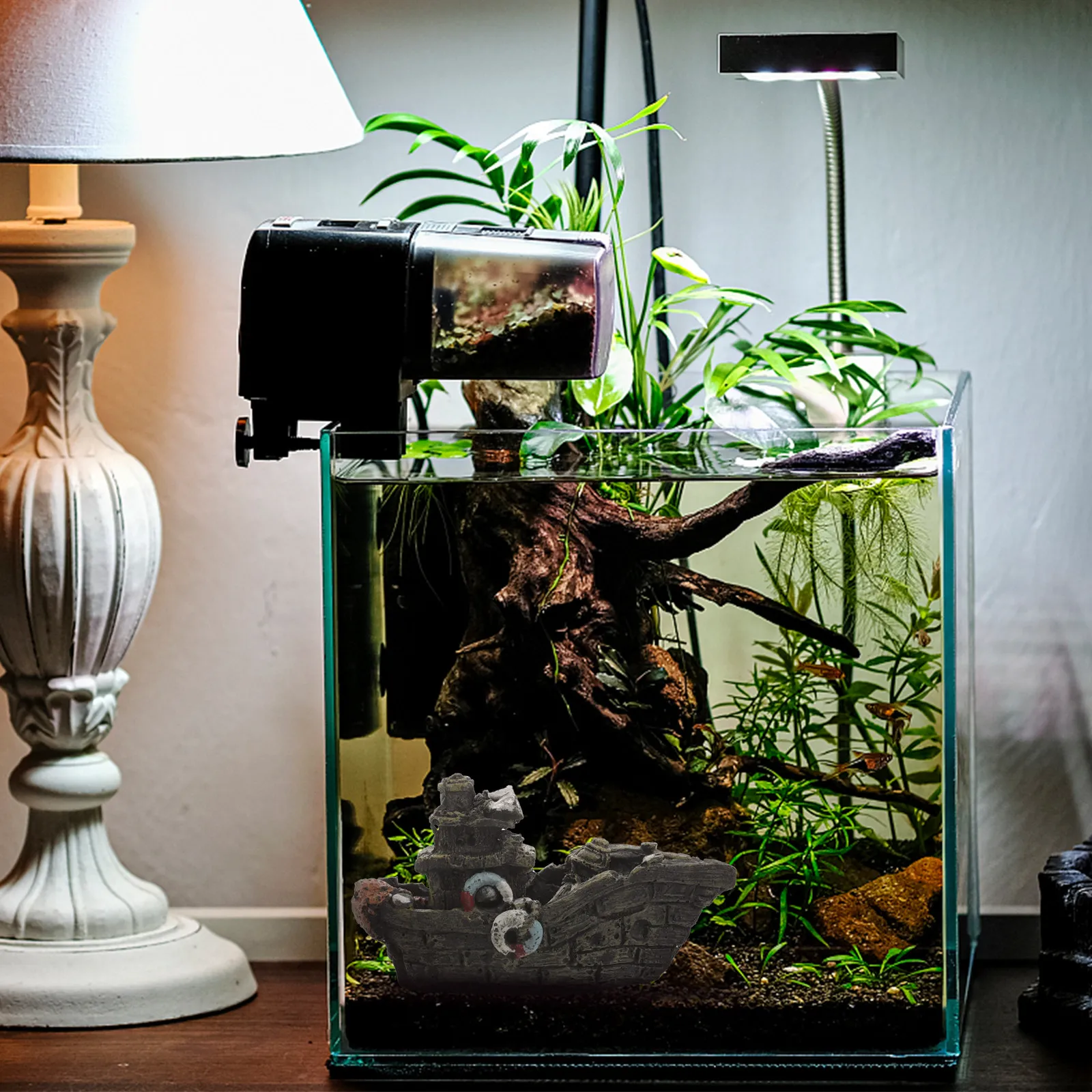 

Simulation Resin Pirate Shipwreck Aquarium Decor Fish Tank Landscaping Decoration Realistic Underwater Ship Ornament Fish Shrimp