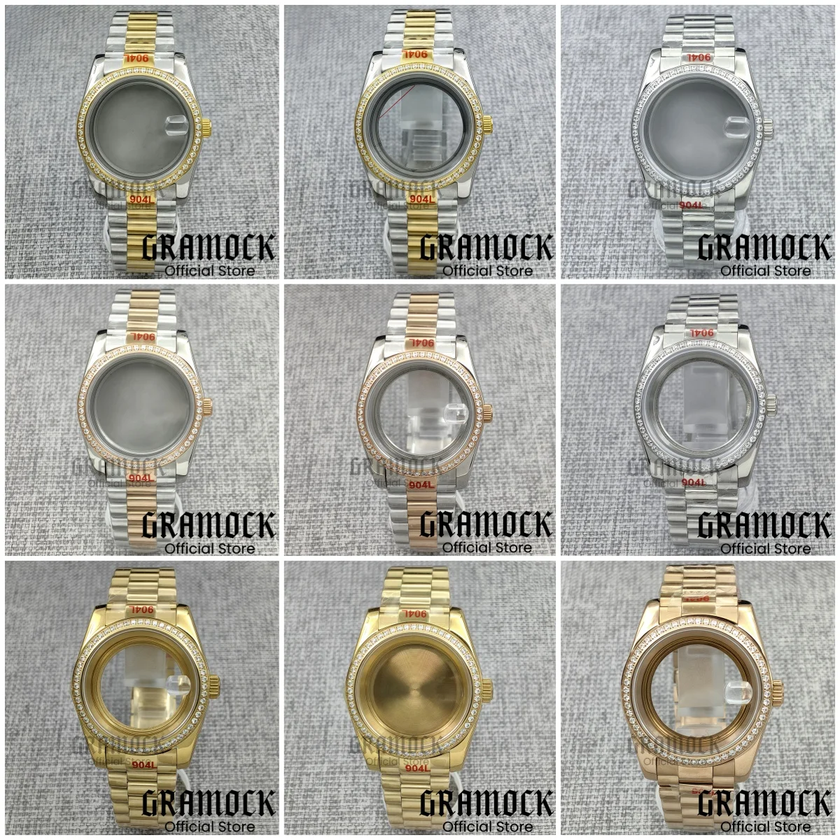 Gramock New 2025 36/39mm Diamond Decorated Case Sapphire Glass Slider Buckle New End Link Strap Fit NH ETA PT Miyota Movement