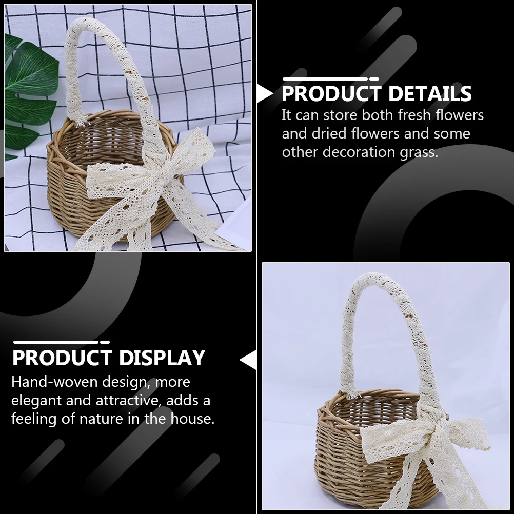 

1pc Handwoven Rattan Flower Storage Woven Baskets for Fresh Dried Flowers -Friendly Container Multi-Functional