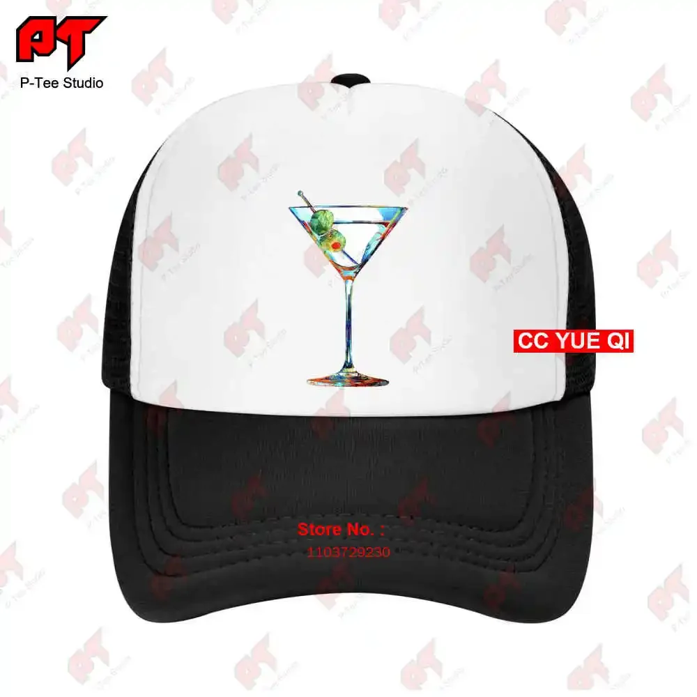 Colorful Martini Glass Art Cheers Sharon Cummings Baseball Caps Truck Cap RYVB