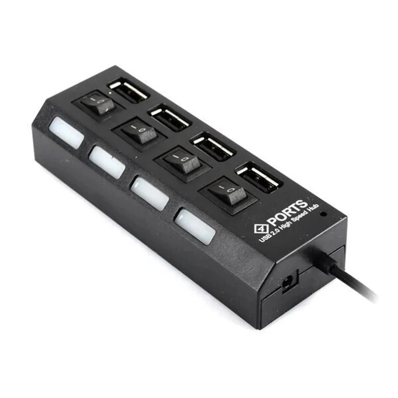 USB 2.0 Hub متعدد USB الفاصل منافذ المحور استخدام محول الطاقة 4 منافذ محور المتوسع المتعدد مع التبديل لملحقات أجهزة الكمبيوتر المحمولة #3