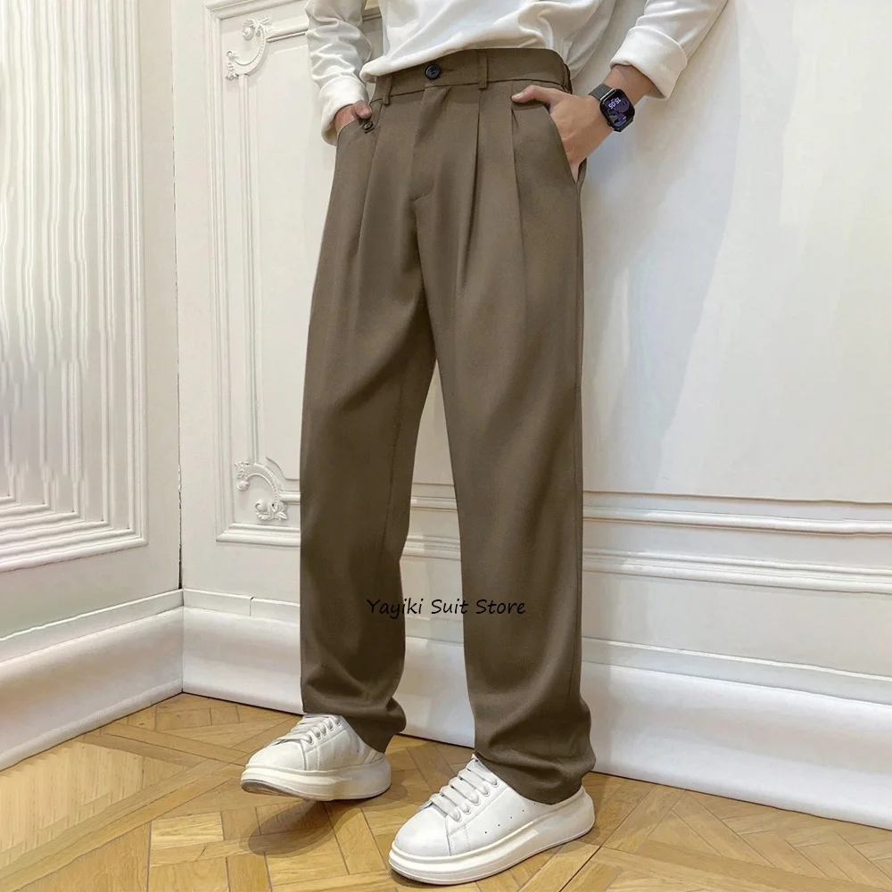 

Прямые брюки, мужские однотонные деловые повседневные рабочие брюки из полиэфирного волокна для мужчин, брюки, классическая одежда пошив