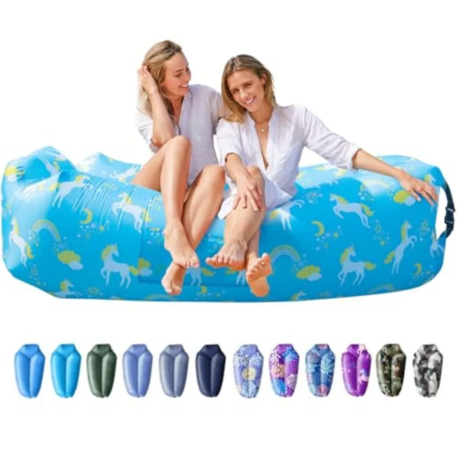 

Inflatable Lounger Beach Chair Accessories, Air Sofa Hammock Inflatable Couch for Camping Backyard Lakeside with Compression Sa