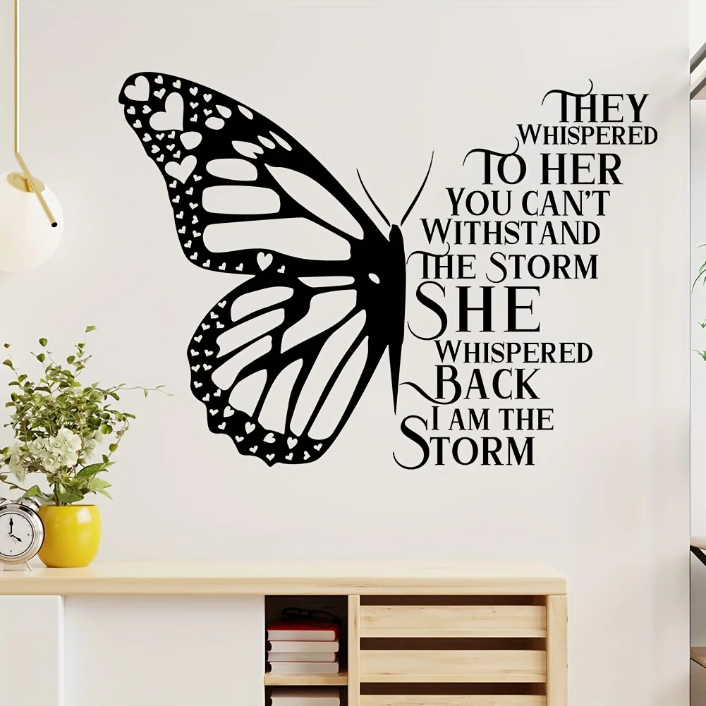 Empowered Black Butterfly Design Wall Stickers Suitable For Living Rooms And bedrooms, Easy To Disassemble And Self Stick