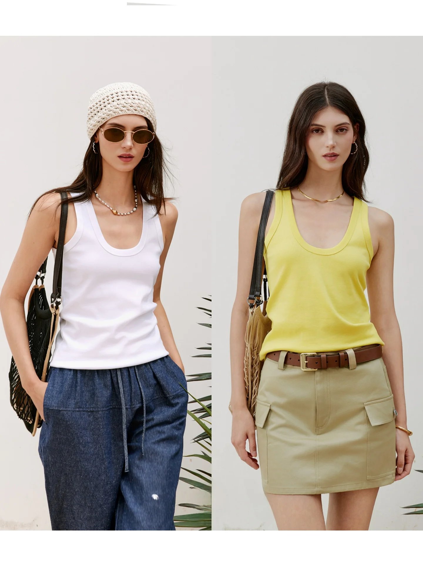 

Pure Cotton U-Ne Slim Fit Vest SOV Miu Ribbed Versatile Slimming Breathable Summer Women's Faion Tank Top