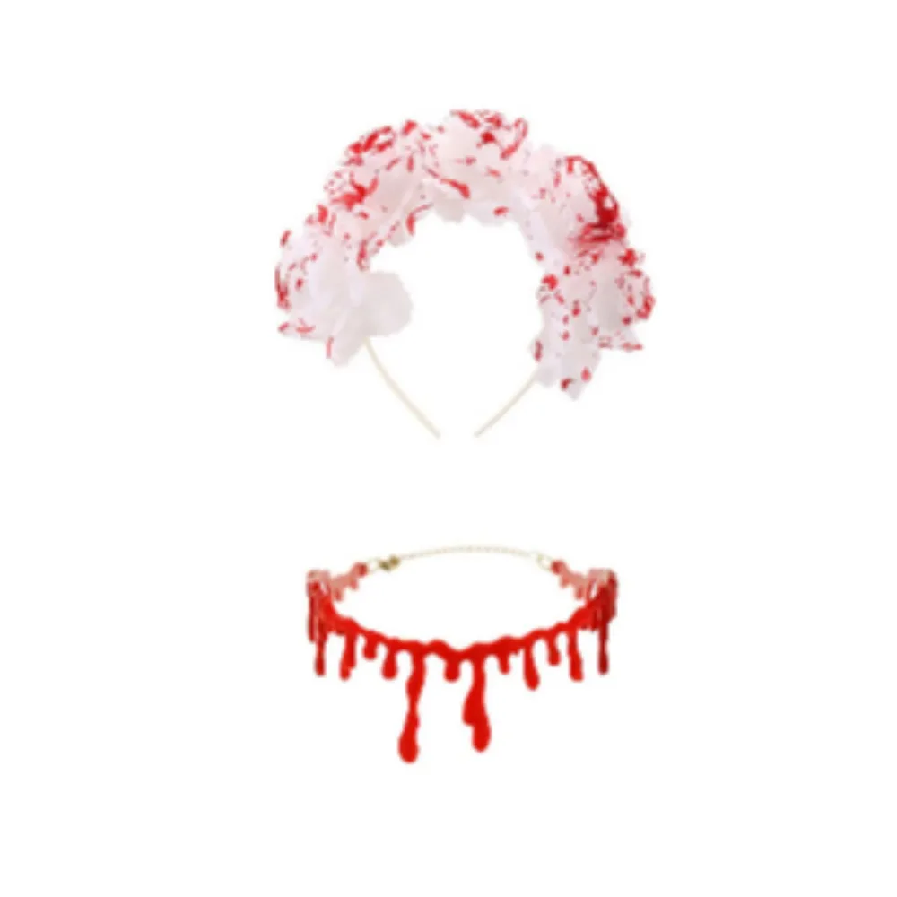 Halloween Verkleedaccessoires Bloederige Witte Roze Hoofdband Halloween Bloedende Ketting Witte Bloedende Sokken