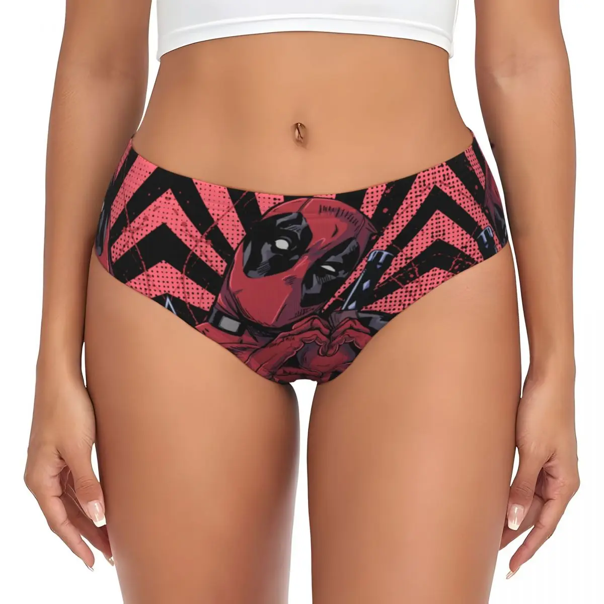 Custom Deadpool Hand Heart Brief Panties Womens Comfort Underwear