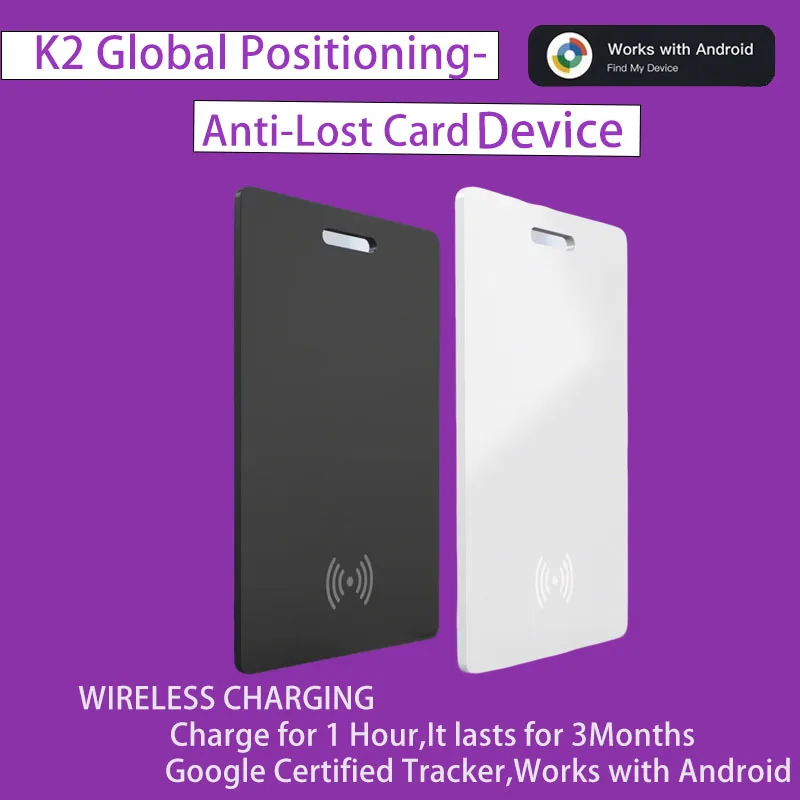 GPS Tracker Card for Android ，Wireless Charging IP67 Waterproof Locator, Compatible with Google Find My/AirTag, Real-Time