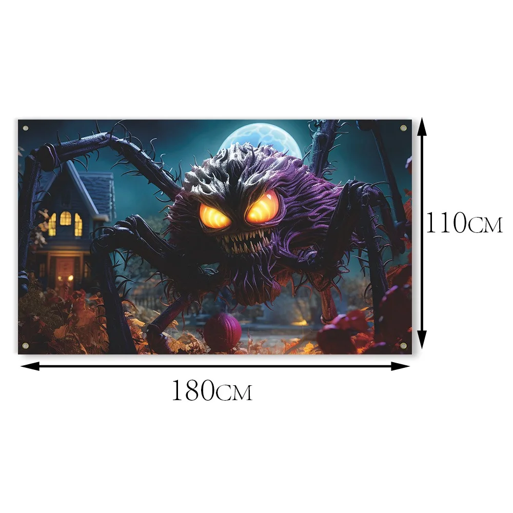 New Style Halloween Party Decoration Banner Spider Set Ghost House Bar Background Hanging Flag Honeycomb Ball DIY Accessories