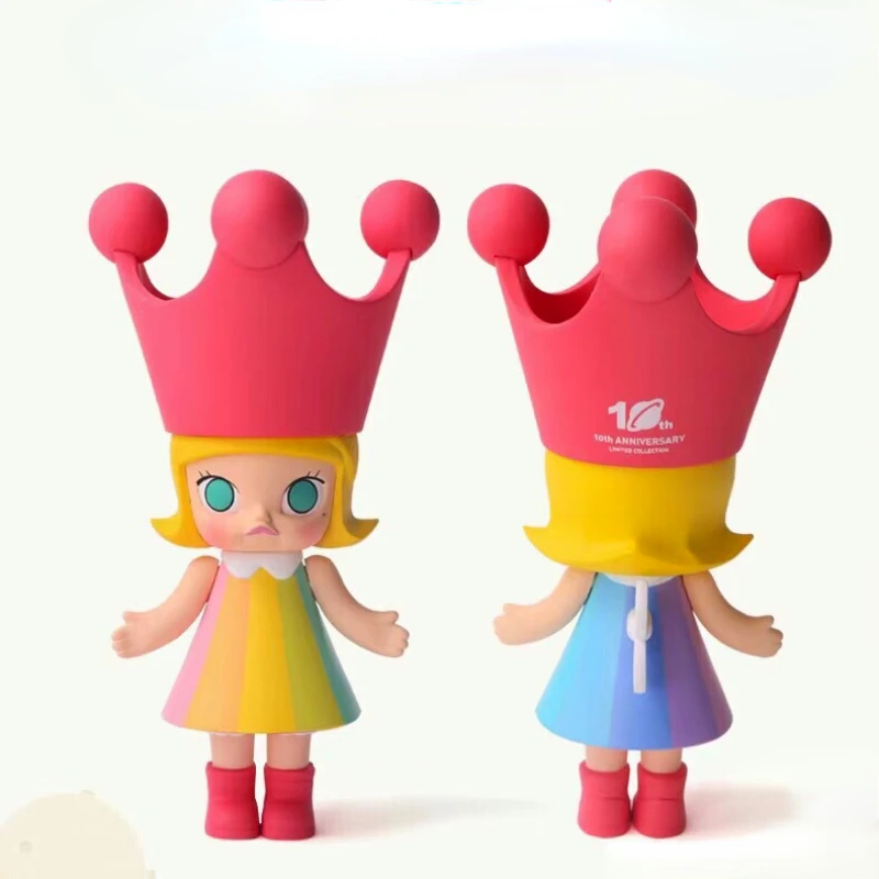 Original Royal Pink Crown Rainbow Skirt Molly 10th Anniversary Exclusive Figure Doll Art Toy Classic Treasure Collec