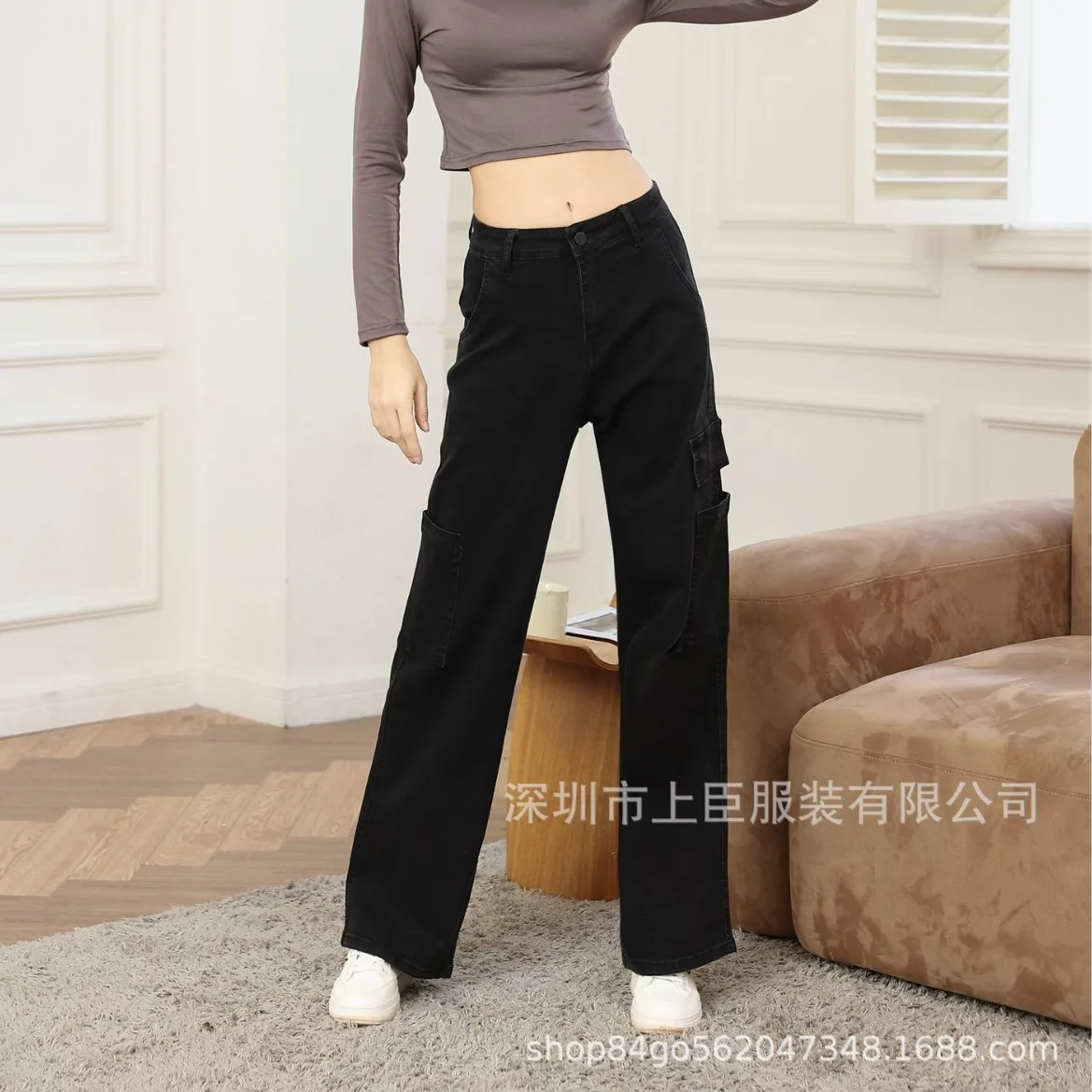 

2024, джинсы-бойфренды, новые повседневные свободные облегающие рабочие джинсы с широкими штанинами для пряных девушек