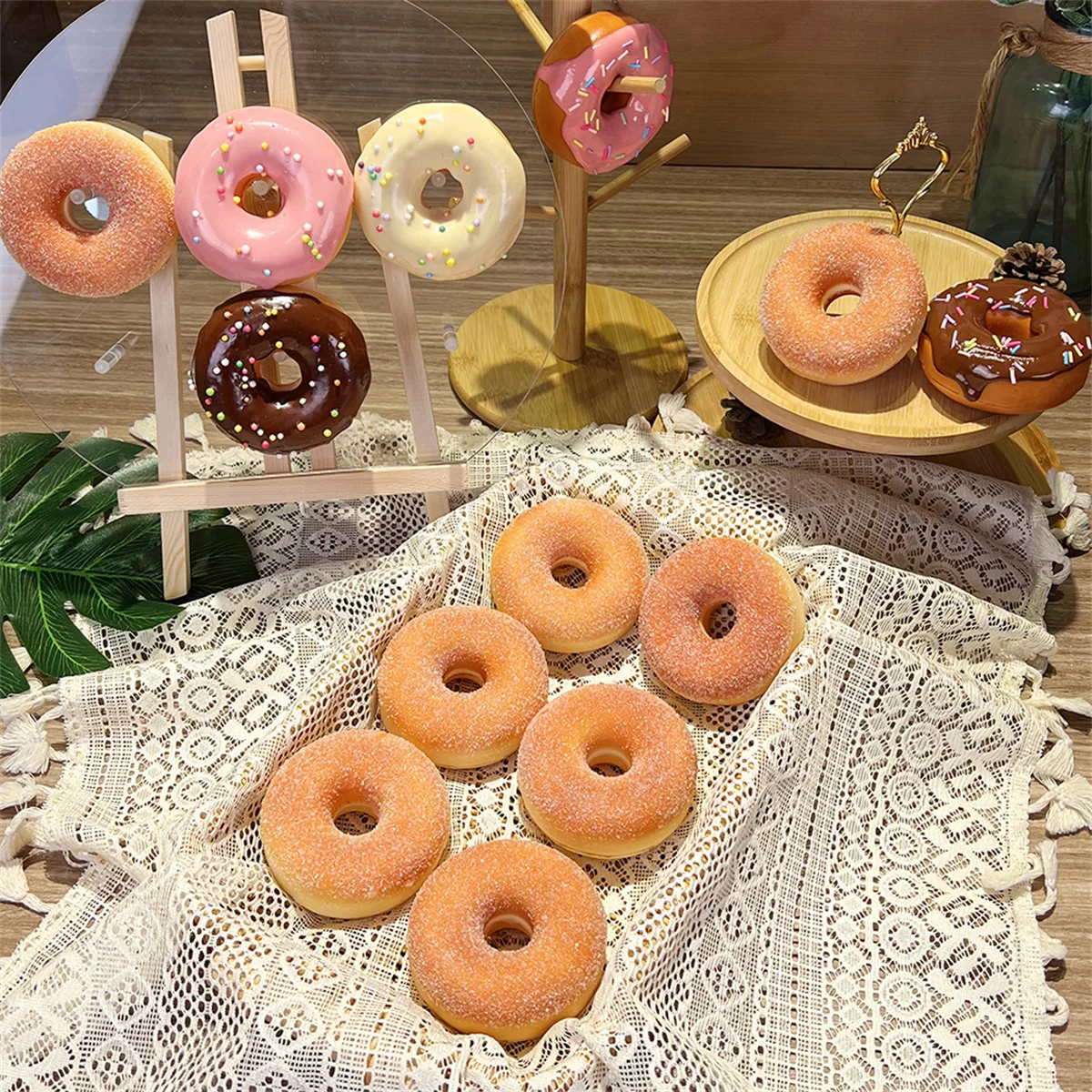 1pc 8,5 cm Simulation Donuts Brot Gefälschte Brot Kuchen Wohnkultur Display Hochzeit Süße Dekorationen Fotografie Requisiten NotSquishy Spielzeug – Detail 1