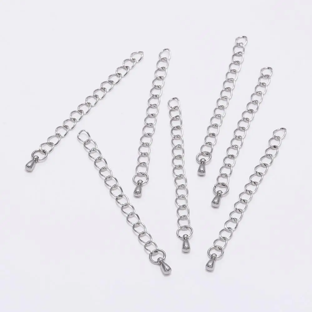 10pcs 5/10cm Length 5/10cm Stainless Steel Bracelet Extension Tail Chain Necklace Extender Chains for DIY Jewelry Making Finding