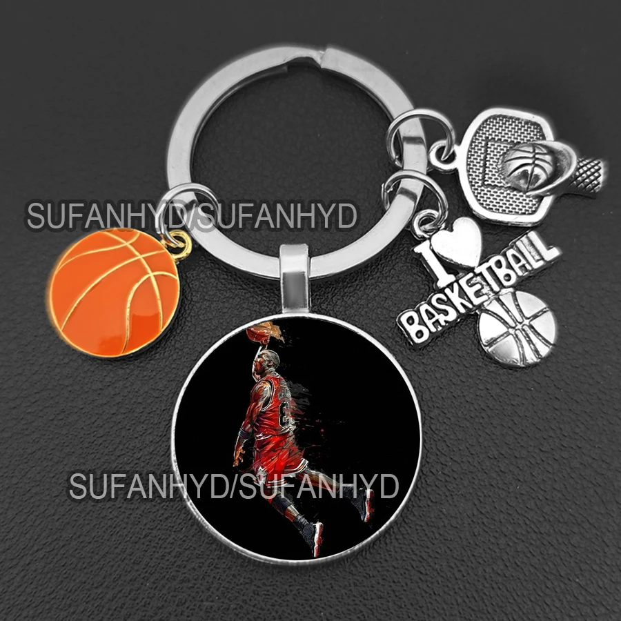 I Love Basketball Keychain House No.23 Jersey Keychains Purse Bag Sports Star Key Holder for Man