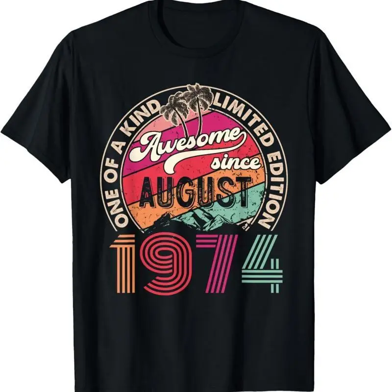 50 Years Old Vintage Retro August 1974 Birthday T Shirt