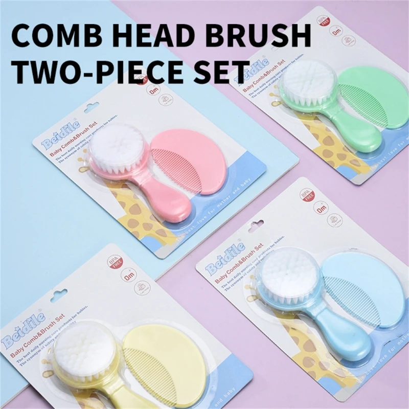 Soft & Gentle Baby Hair Brush & Comb Set Newborn Hair Care Kits Babies Hair Care Designed for Delicate Hair & Skin