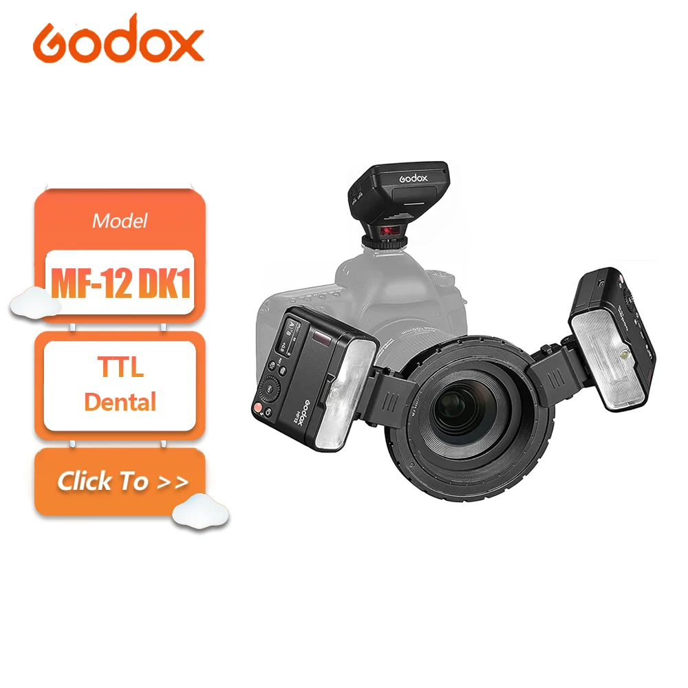 

Godox MF12-DK1 Macro Flash Kit with XproiiS Support 2.4G Wireless Control TTL/M Mode for Dental Photography Macro Photography