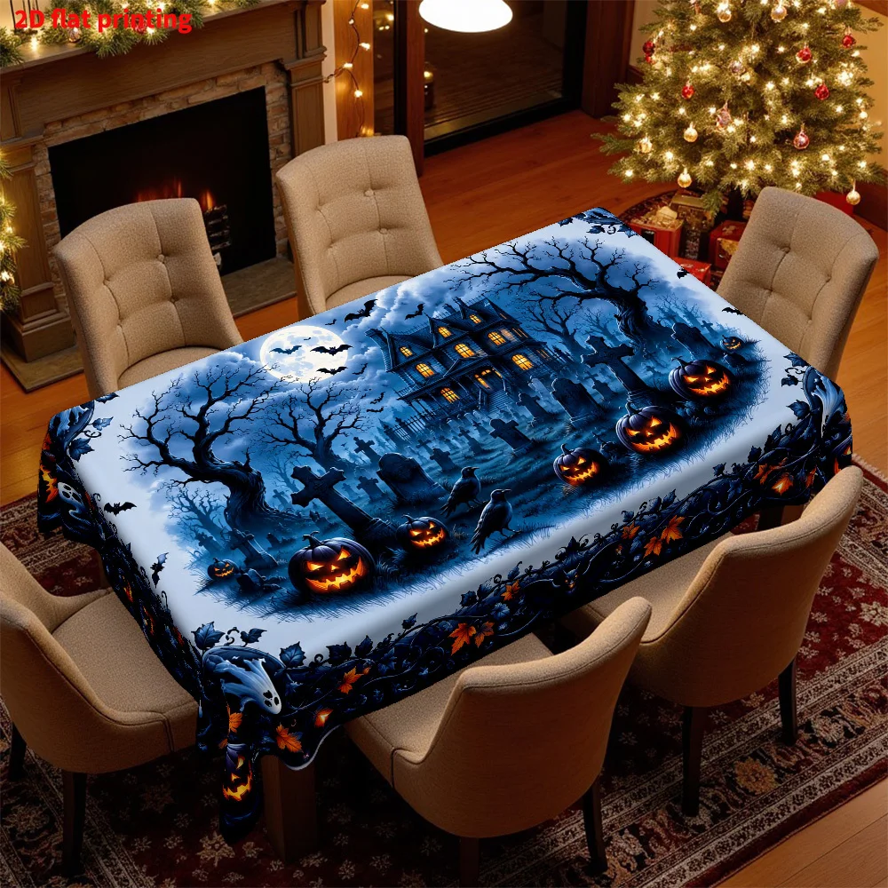 One piece, 2D flat printing, Halloween-themed printed tablecloth, table decoration, tableware, tableclothzyc