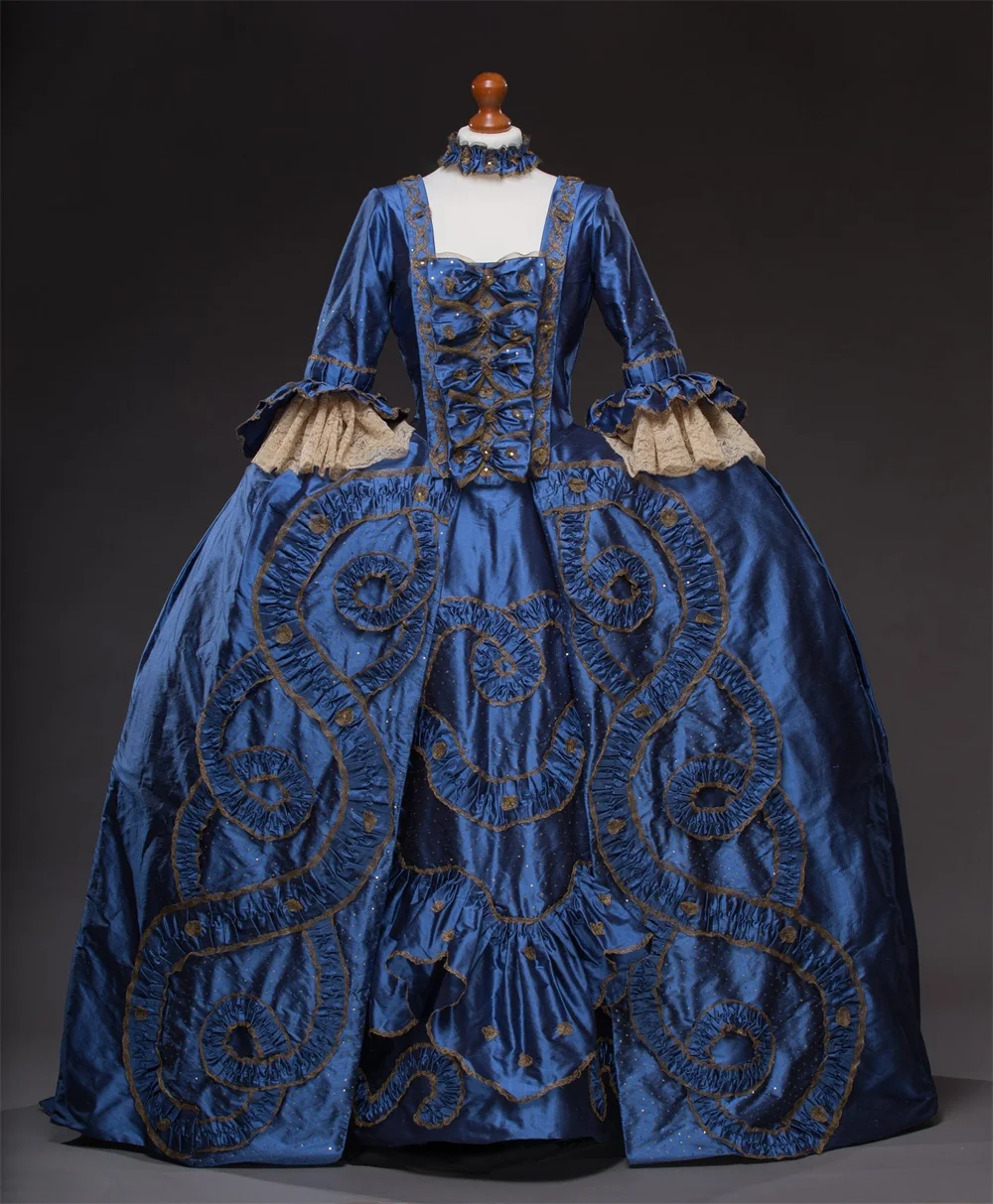 Victo königliches Kleid des 18. Jahrhunderts georgisches Kostüm gewand a la francaise Rokoko kleid Barock Marie Antoinette Kostüm Ballkleid