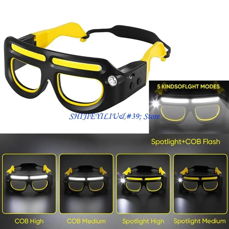 E21F Rechargeable LED Motion Transducer Glasses Lamp, Unhindered Head Light for Running,Camping,Night Work, 230° Wide Beam, 6
