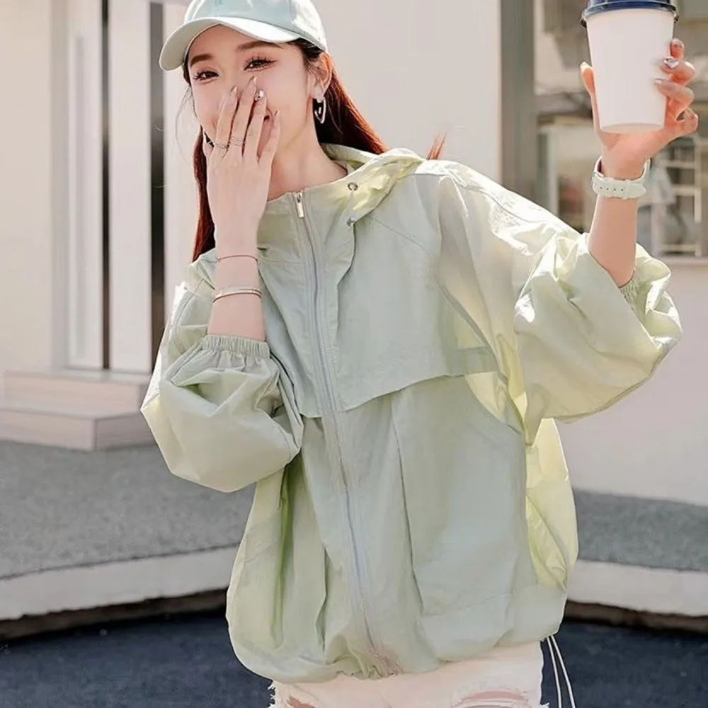 Anti UV Sun Protection Jacket Long Sleeve with Zipper Summer Sunscreen Coat Sweatshirt Solid Color Sun-Protective Tops Sports