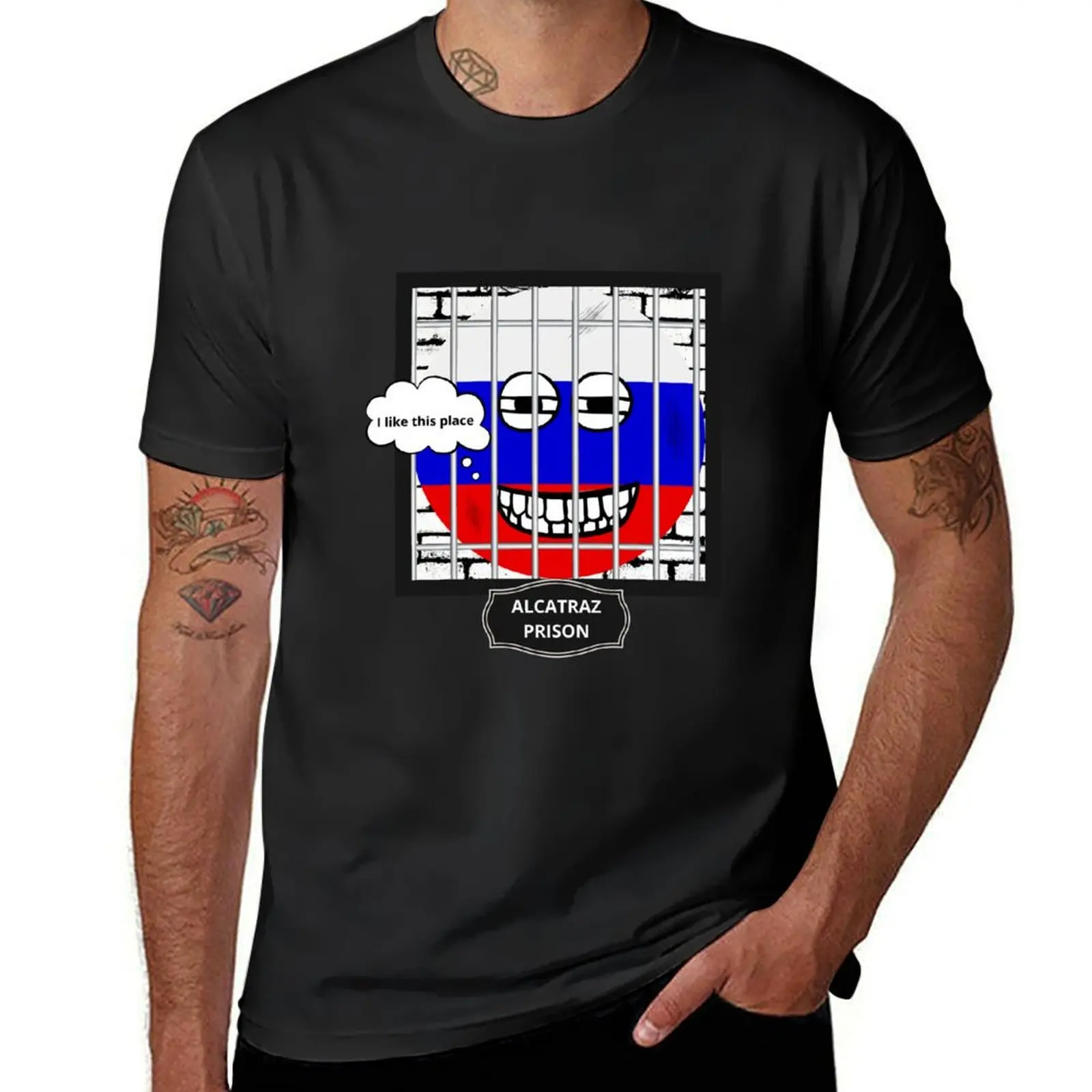 Russian guest at Alcatraz prison T-Shirt cute clothes summer tops mens funny t shirts