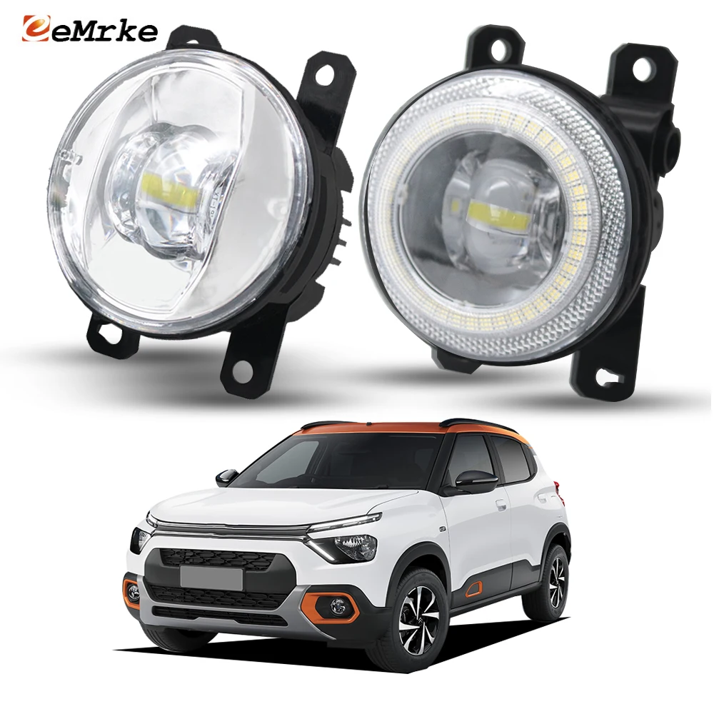 Replace 6206N0 For Citroen C3 MK3 III B618 CC21 2015 2016 2017 2018 2019-2022 2023 LED Driving Lamp+ Angel Eye DRL Accessories