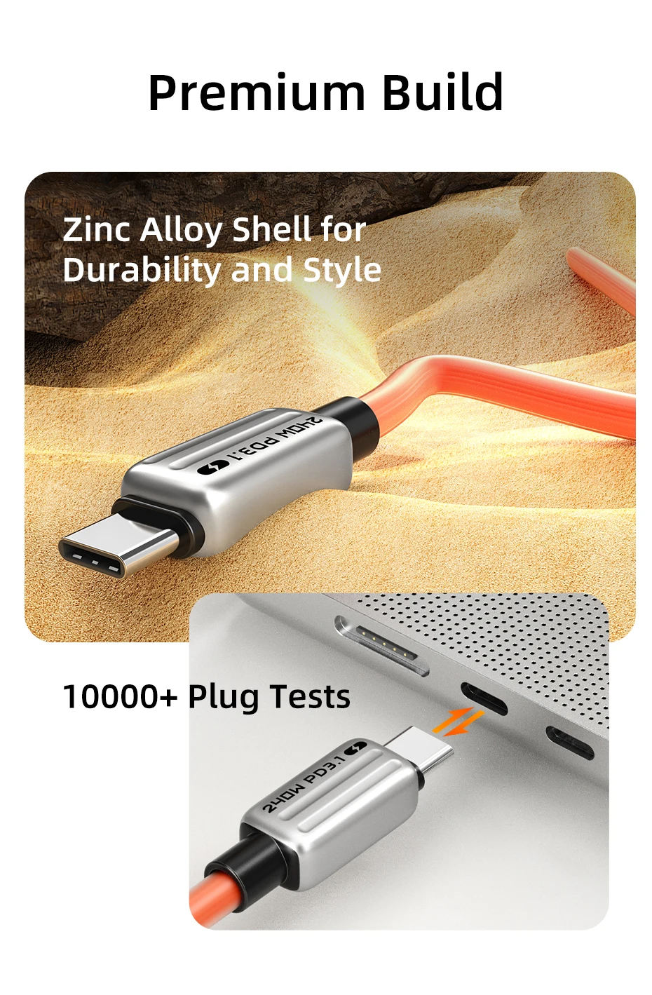 CABLETIME USB-C-Kabel PD240W Schnellladekabel Typ-C-Kabel für MacBook Laptop Samsung Huawei iPhone Kabel PD3.1 5A – Detail 8