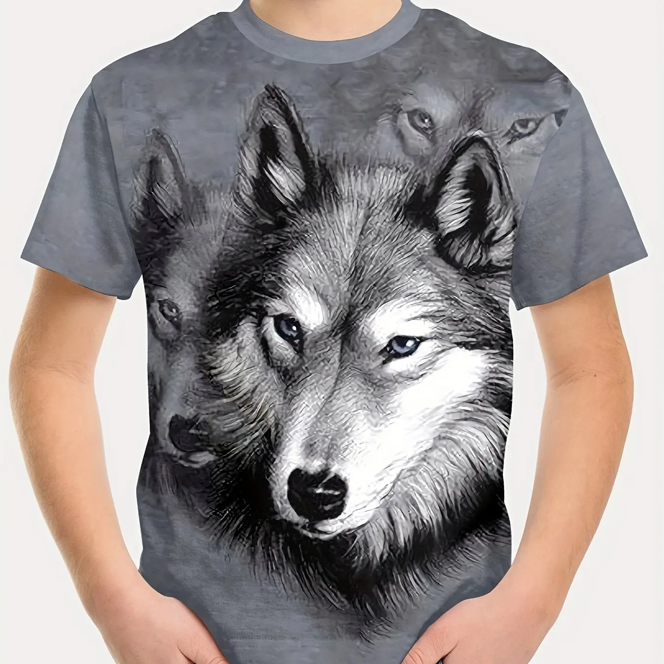 Adult Men's Street Style Fun Animal 3D Print Round Neck Short Sleeve Fashion Casual Quick-Dry Breathable Shirt