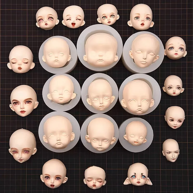 Pottery Clay BJD 8/6/4 Doll face Silicone Mould Polymer Clay Doll DIY Tools Small Clay Mold Miniature Polymer Clay Mold