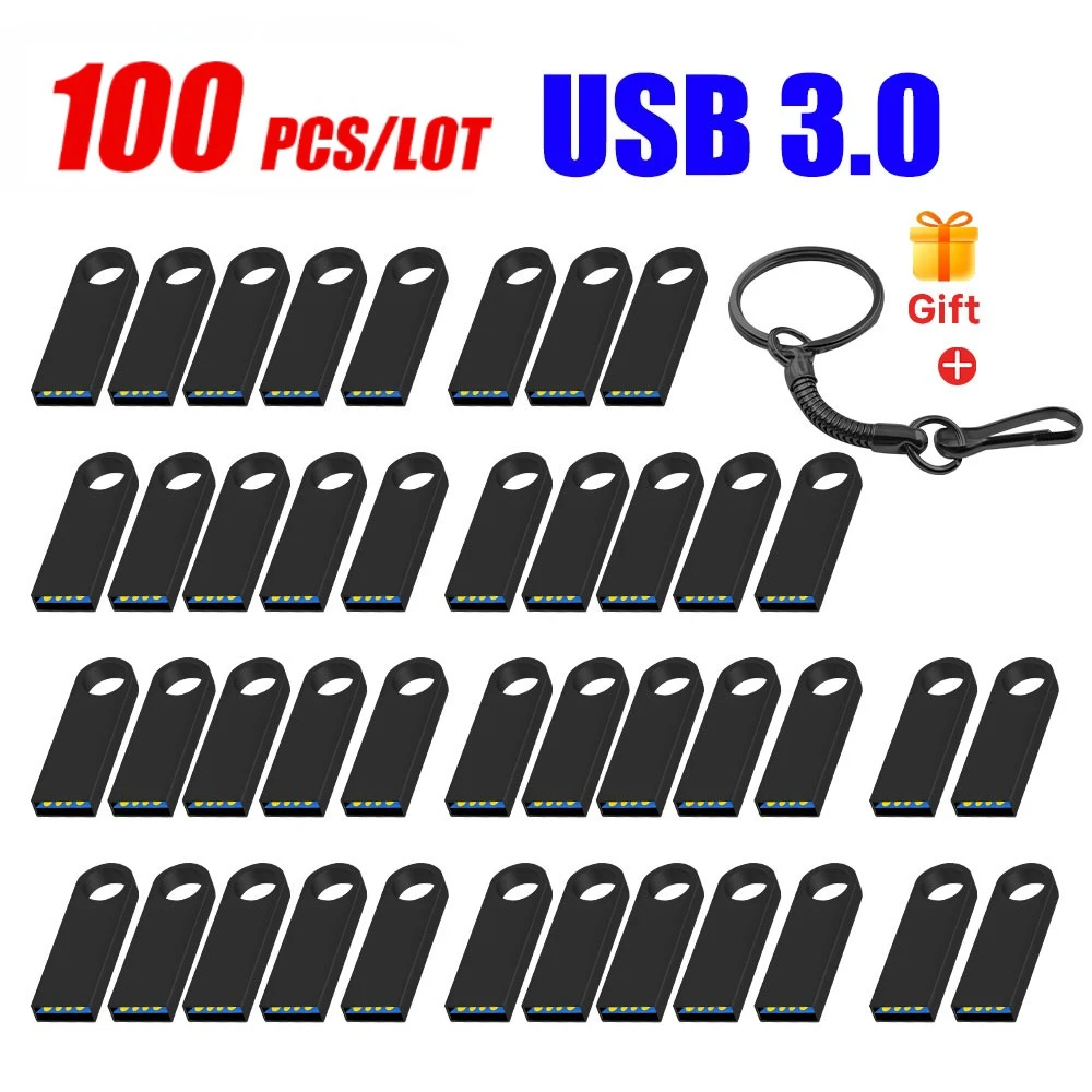 100PCS/ LOT Metal USB Flash Drive Pen Drive 8GB 16GB 32GB 64GB High Speed Usb Stick 3. 0 флешка Pendrive Free Custom LOGO