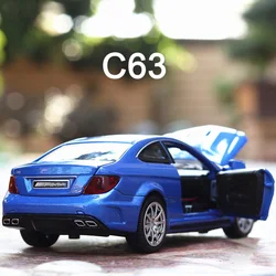 1/32 Scale Metal C63 Toys Model Cars with Light and Sound Car Toy Rubber Tires Vehicle Diecasting Models for Child Birthday Gift