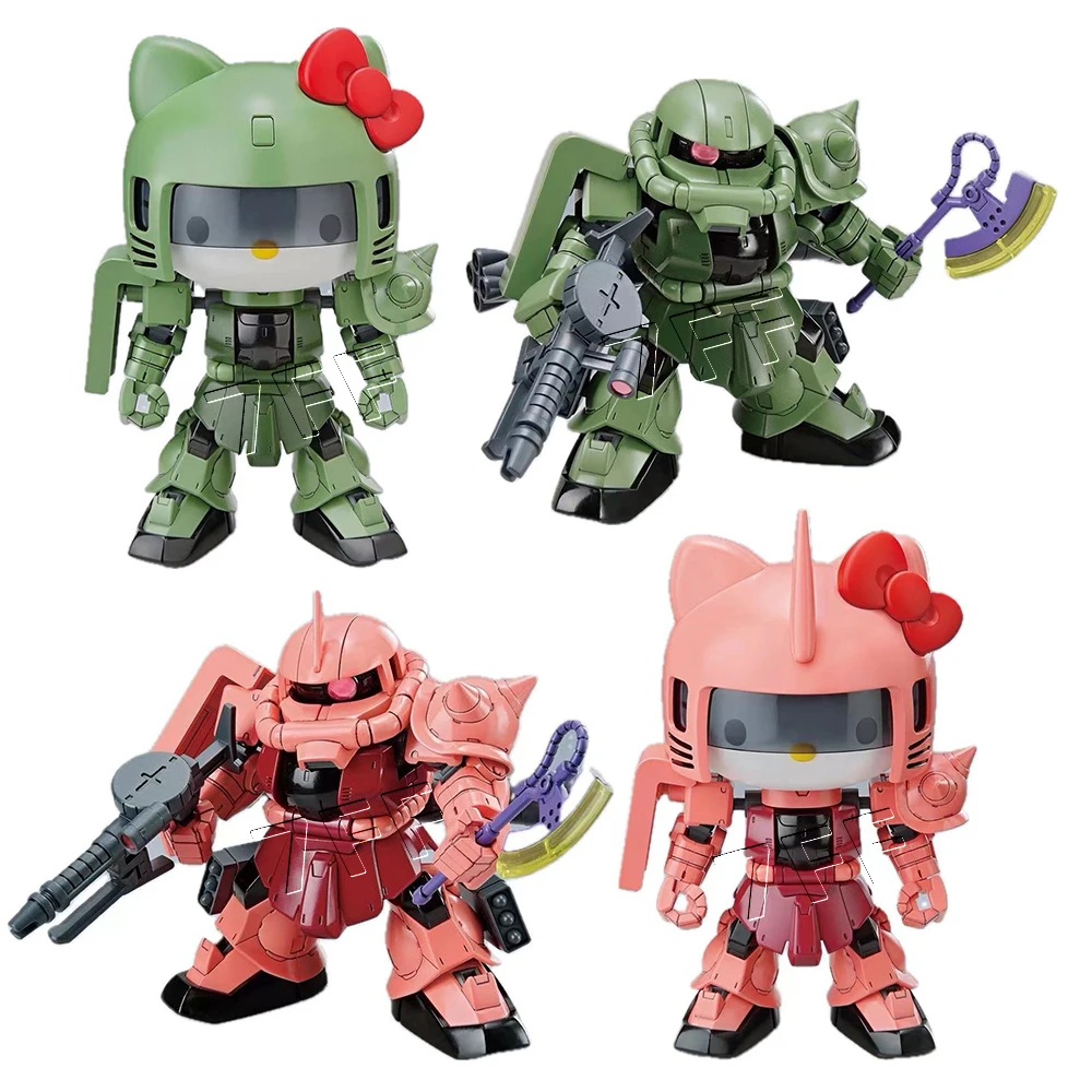 Gundam Hello Kitty MS-05 ZakuII SD Anime Figures SDCS Assembly Model Statue Action Figure Doll Collection Decor Kids Toys Gifts