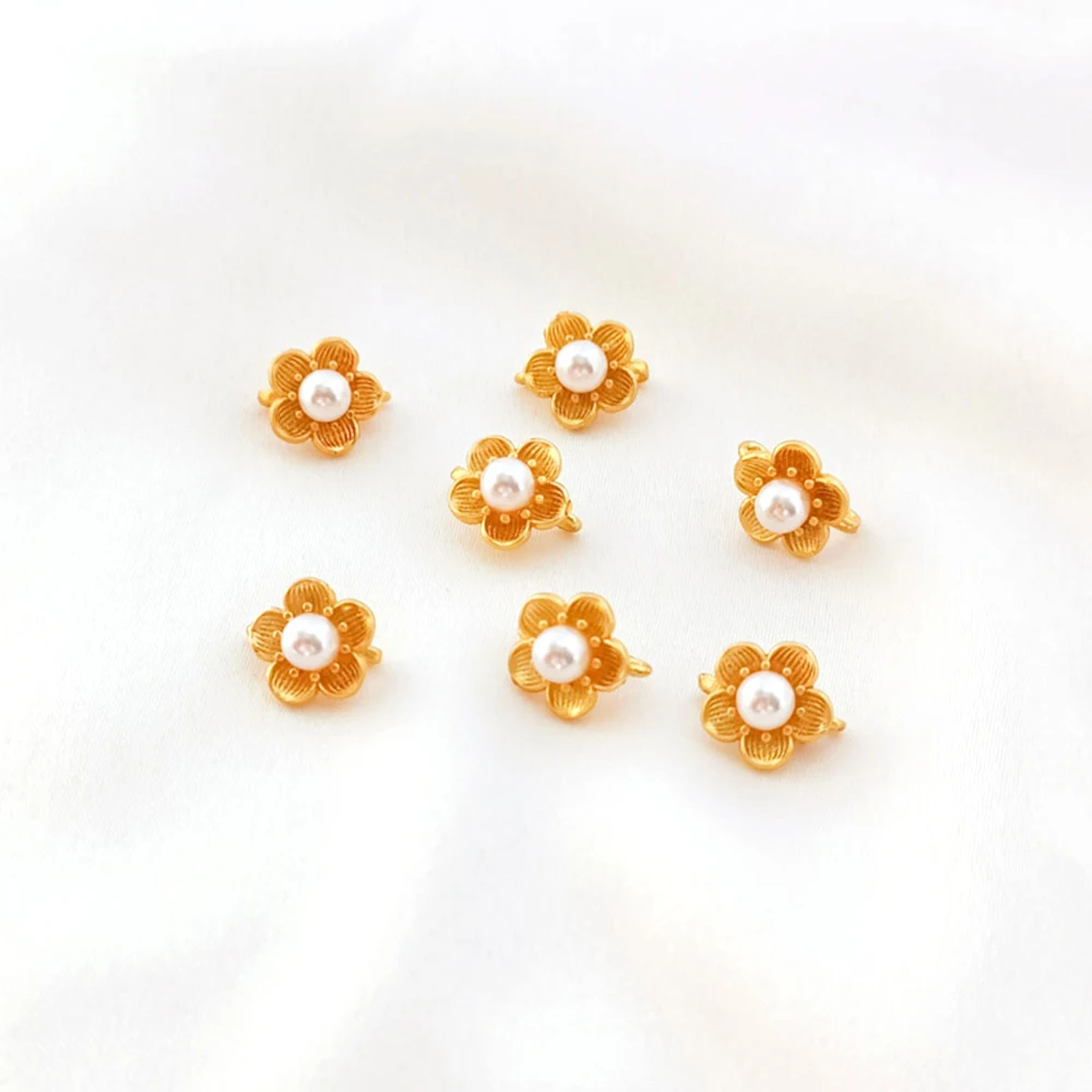 4 PCS Matte Gold 8-10mm Adhesive Bead Flower Closure Connection Clip DIY Jewelry Making Necklace, Bracelet, Clothing Accessory