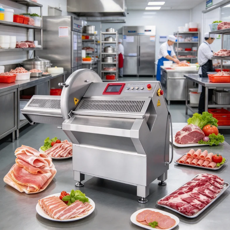 Meat Slicer Full Auto Bacon Sausage Ham Cutter for Restaurant Food Shop Commercial Electric Steak Chopping Machine Customized