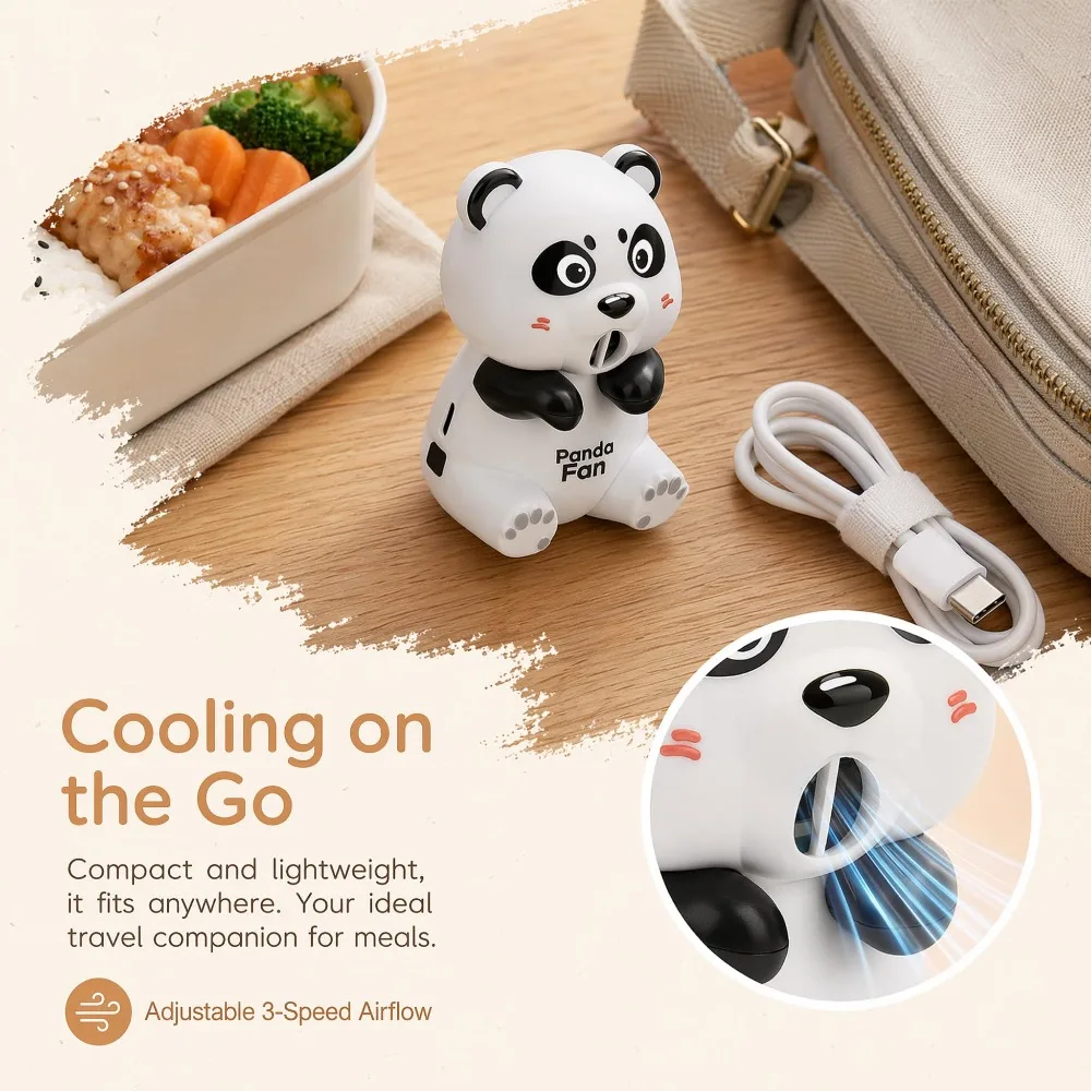 Cute Monkey Panda Kitten Shaped USB Rechargeable Mini Cup Hanging Fan Portable Summer Desktop Blower For Fast Cooling Hot Water