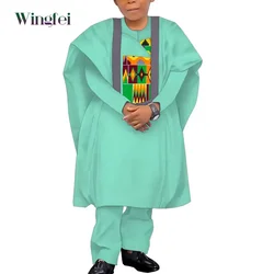 Vêtements Africains pour Enfant, Ensemble 3 Pièces, Robe, Costumes Traditionnels, Bazin, Riche, Abaya, Cadeau, WYT599