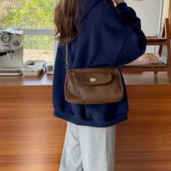 New Women's Fashion Shoulder Bags Small Square Bag Coffee Brown Leisure Versatile Outdoor Lady Retro Axillary Bag Crossbody Bags