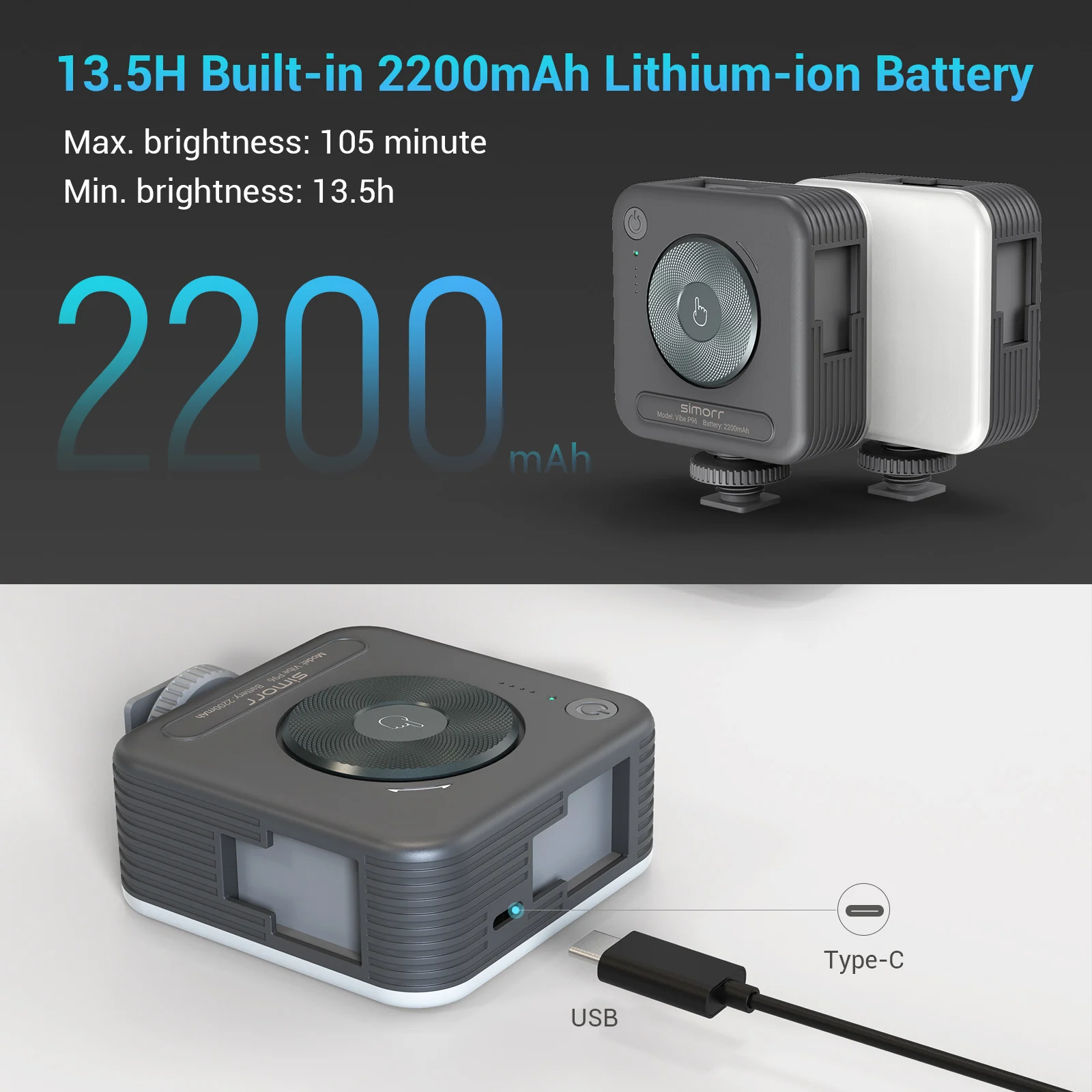 SmallRig P96 LED الفيديو الضوئي أضواء كاميرا LED صغيرة 2200mAh 6500k التكبير صور الفيديو الإضاءة ل يوتيوب Tiktok مدونة فيديو ملء الضوء