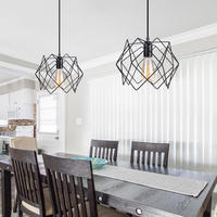 Vintage Retro Loft Pendant Ceiling Lights Industrial Wire Cage Hanging Lamp Shade for Home Living Room Kitchen Lighting Decor